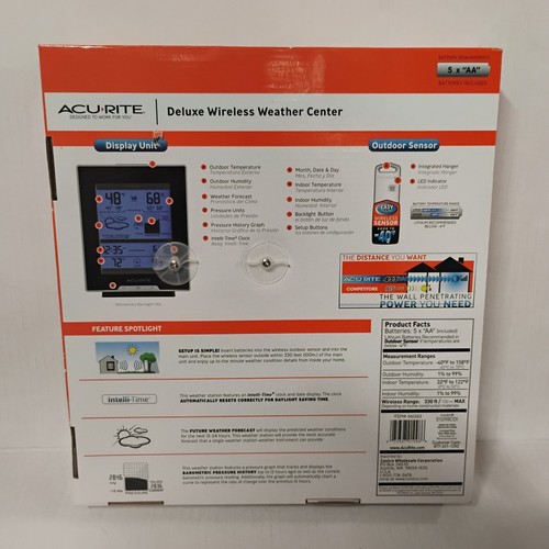 Brand New AcuRite Deluxe Wireless Indoor Outdoor Weather Station Thermometer - Picture 2 of 7