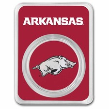 University of Arkansas 1 oz Silver Colorized Round (in TEP)