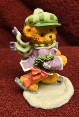 Vintage 1997 Cherished Teddies Adam It's a Holiday On Ice Skating Figurine Bear