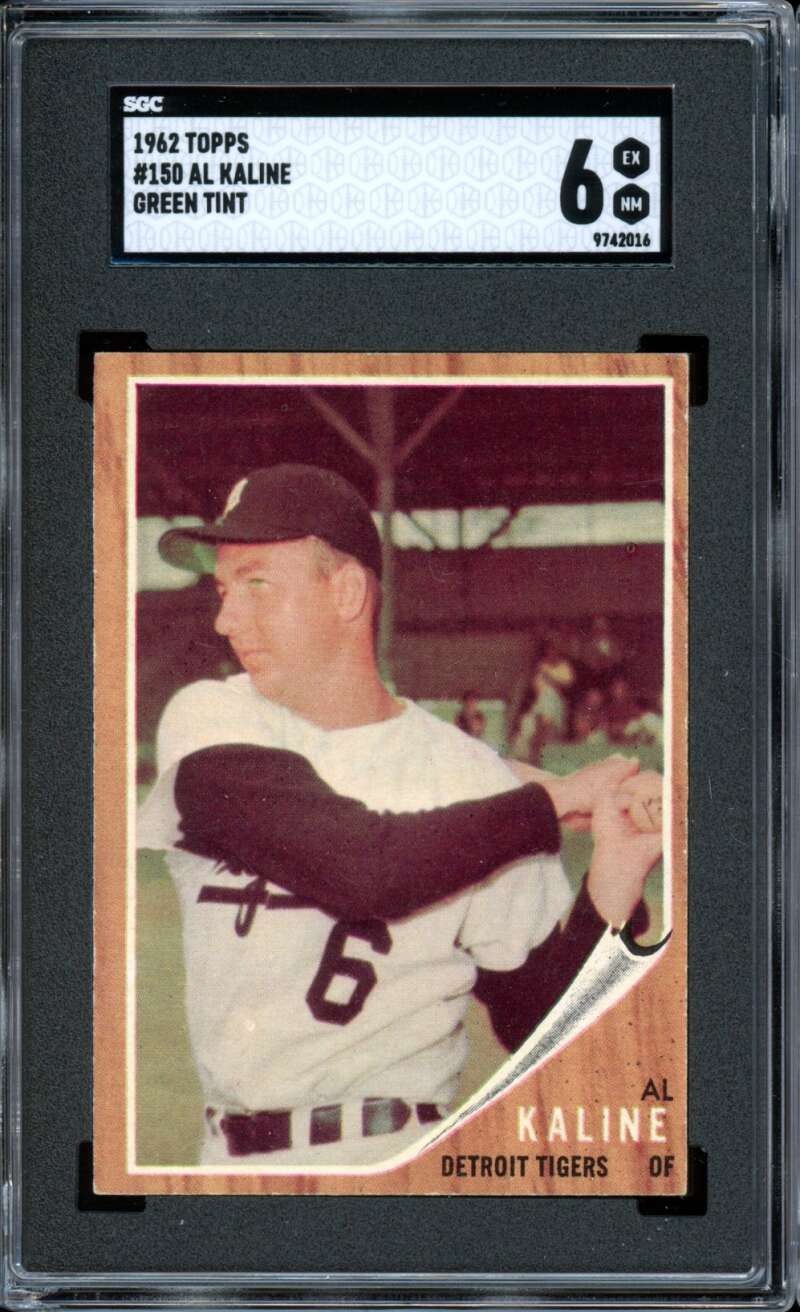1962 Topps #150 (Green Tint) Al Kaline Tigers HOF SGC 6 EX-NM