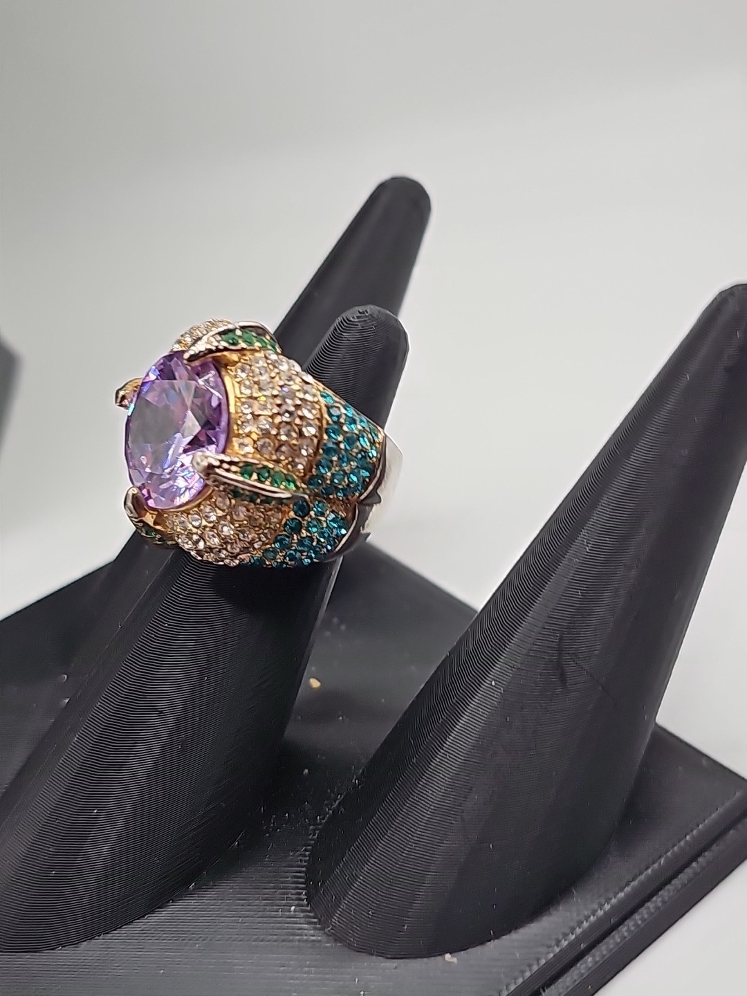 Adjustable Statement Ring, Purple/Green/Blue, Lar… - image 2