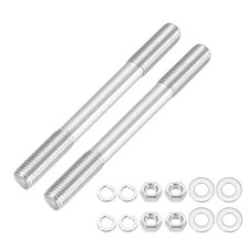 2Set M12x140mm Double Ended Stud Screws,304 Stainless Steel Rod with Nut Washer