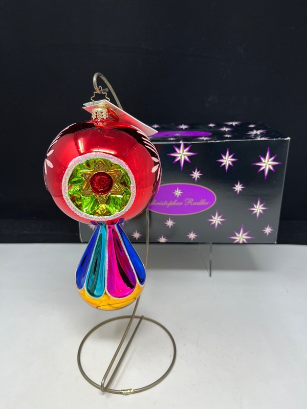 VINTAGE 2004 RADKO DILLY DAZZLE DOUBLE REFLECTOR BALL DROP CHRISTMAS ORNAMENT 