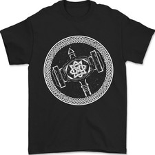 Thor Martillo En Viking Círculo Estampado Blanco Hombre Camiseta 100% Algodón