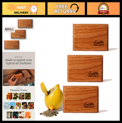 Drift Car Air Freshener - Long Lasting Wood Odor Eliminator - Essential Oils 3 P