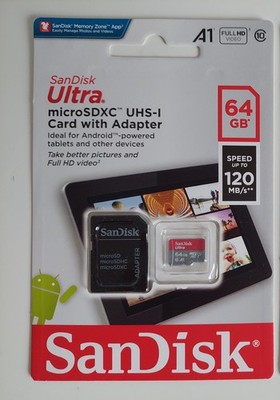 SanDisk Ultra SD Speicherkarte 64 GB Class 10 Memory Card micro SDXC UHS-I 12O