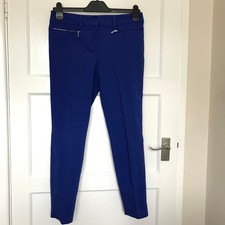 Papaya Blue Trousers Size 8 L26 Ankle Grazers Faux Pockets Smart Formal