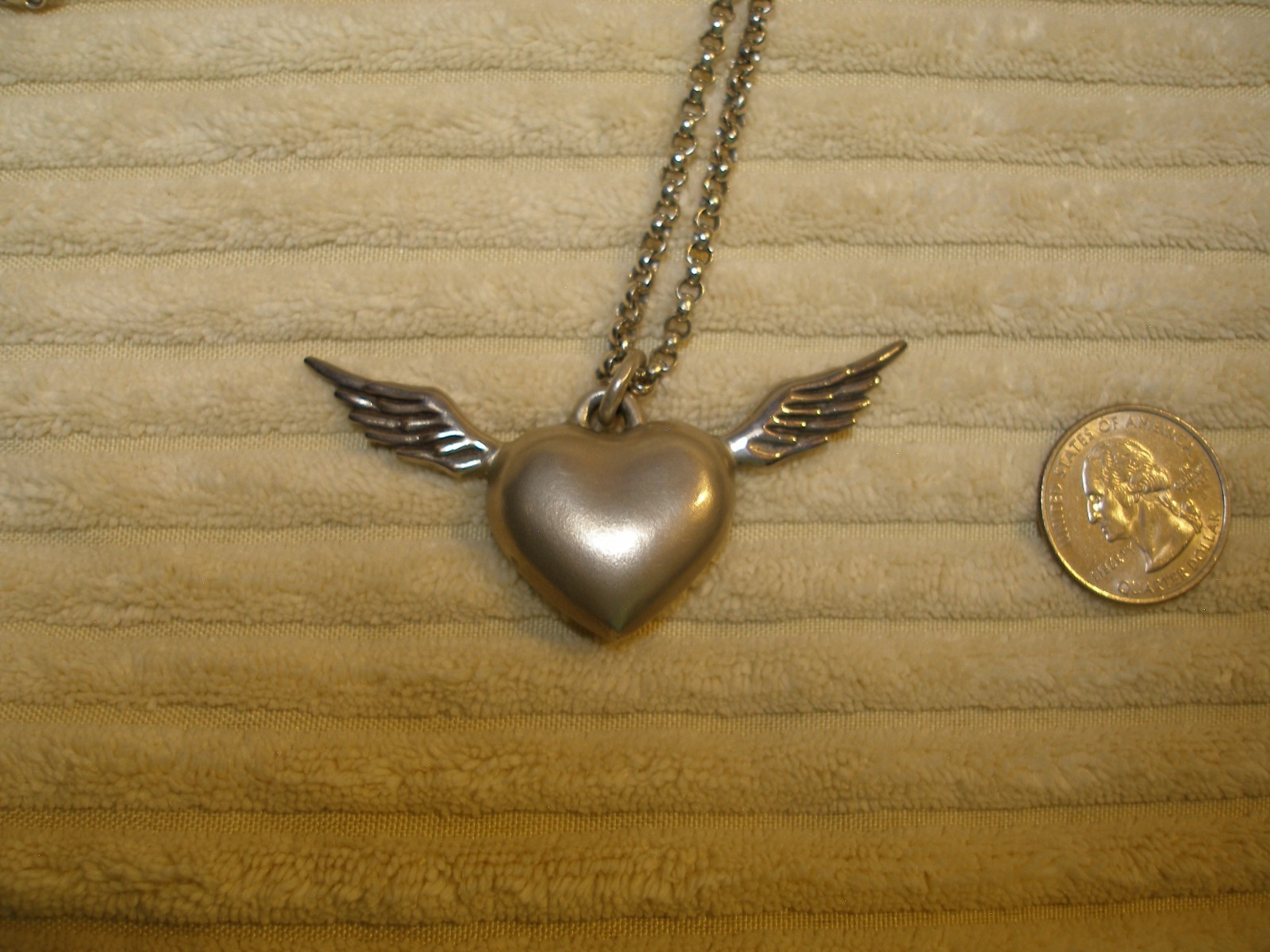 Stunning Solid Sterling Silver Large Winged Heart… - image 7