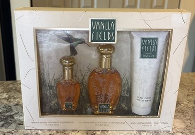Vtg Coty Vanilla Fields Perfume Cologne Spray 1.7 fl oz 3 Piece Set New Rare