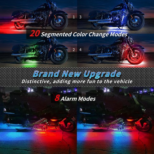 16PCS Segmented Motorcycle RGB LED Light Kits with Brake Turn Signal, Undergl... - Afbeelding 4 van 6
