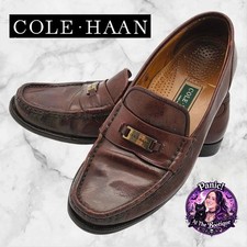 Cole Haan Brown Leather Bit Loafers Mens 8 VTG Made In USA Slip On Dress Shoes