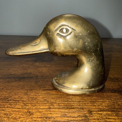 Vintage Mid Century Brass Duck Head Bottle Opener Paper Weight