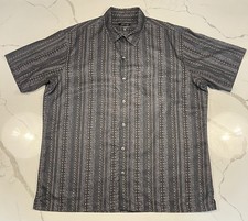 Van Heusen Geometric Pattern Gray Short Sleeve Button-Up Shirt Men's XL Cotton