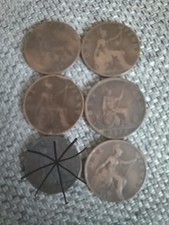 5x OH Victoria Pennies 1896 1897 1899 1881, 1875 Victorian Coin Lot D6