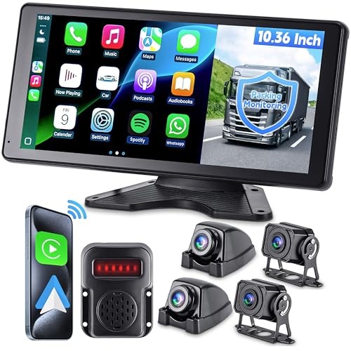 Sistema di telecamere per camper con CarPlay e Android Auto, monitor 10,36'' con punto cieco - Foto 1 di 6