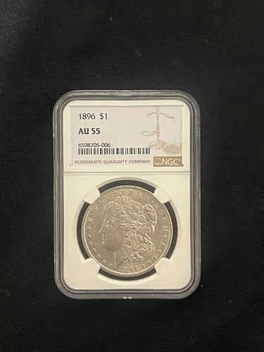 1896-P NGC AU55 MORGAN SILVER DOLLAR Bright White Luster #5006