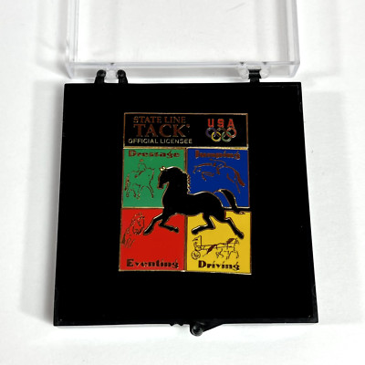 USA Olympic State Line Tack Licensee Equestrian Pin Horses