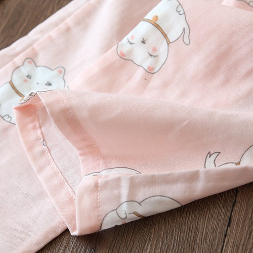 Juego de pijamas de manga larga de otoño para mujer 100 % gasa algodón estampado PJ'S ropa de dormir - Imagen 49 de 69