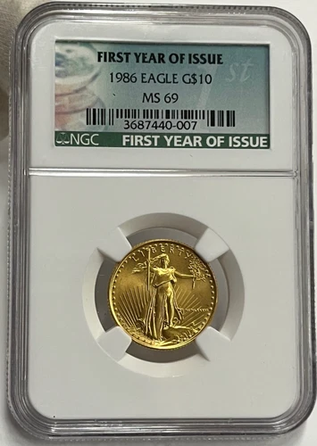 1986 First Year of Issue Gold American Eagle G$10 NGC MS 69 Fine Gold Coin