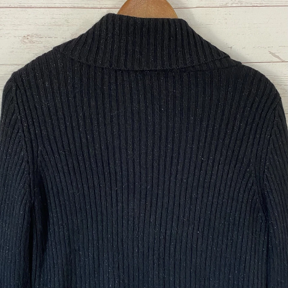 Hillary & Hanson Silk/Rabbit Hair Blend Ribbed Cardigan Sweater XL Black - Image 4 of 4