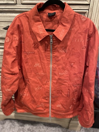 Nike Air Jordan Orange Denim Jacket Size Large