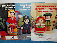GREENHOWE, JEAN x 3 BOOKLETS - BAZAAR KNITS, MASCOT DOLLS, CHRISTMAS TREASURES