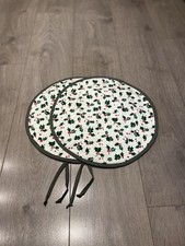 Pair of Aga Hob Lid Covers Pads Mats Christmas White Green Holly Tree Red 