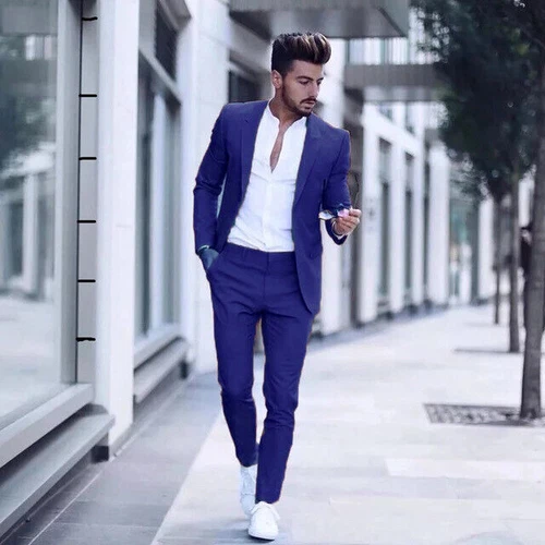 Tuta da uomo 2 pezzi sposi smoking formale matrimonio business blazer aderenza slim - Foto 11 di 28