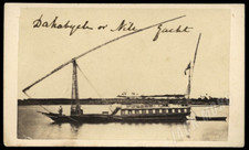 RARA foto CDV del 1860 fiume Nilo barca a vela "Dahabiyeh" di Antoine Beato EGITTO