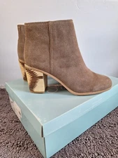 Seychelles Booties Womans 8.5 Taupe Suede Grand Finale Boho Aztec Heel Festival
