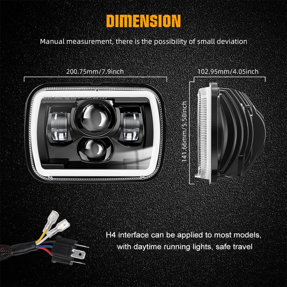 Par de faros LED Ramcharger de 5x7" 7x6" para Dodge W150/250/350 D100/150/250/350 Foto 2 de 4