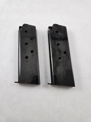 Lot Of 2 Used Mecgar 1911 Officer 45 ACP 6 Round Magazines Blued Steel