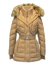 Michael Kors Puffer Jacket Coat Fur Hood Camel Beige Size Uk Xxl 18-20 Rrp$350