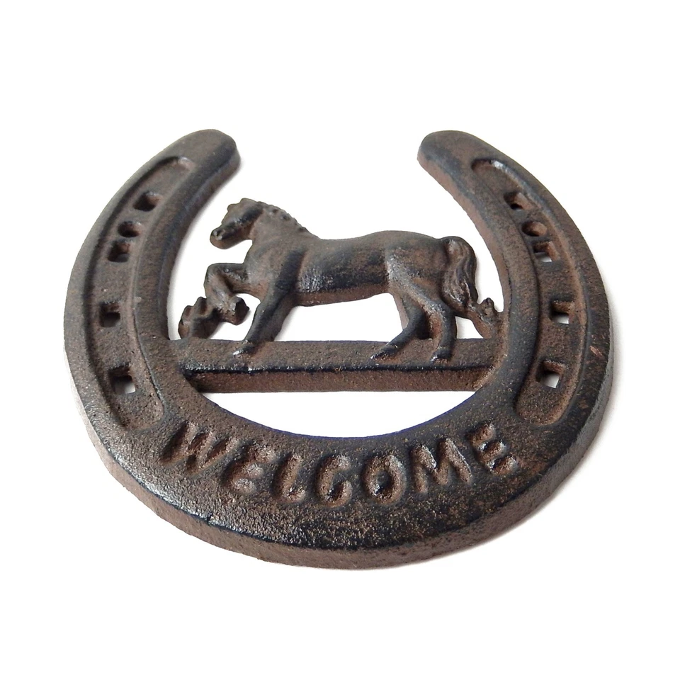Letrero rústico de hierro fundido caballo herradura de la suerte decoración de pared 7,25 x 6,5 pulgadas Foto 3 de 3