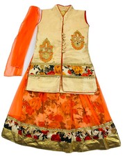 CHILDREN Indian Girl Clothing Orange Gold Beige Size: India 28 US 6-7 Preowned
