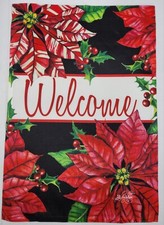 Welcome Poinsettia Garden Flag 12.5" X 18" Rain Or Shine Holiday Lawn Decor
