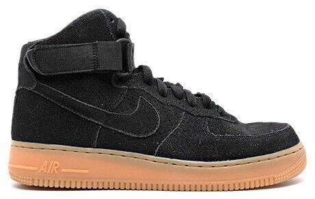 nike air force 1 black suede gum sole women's