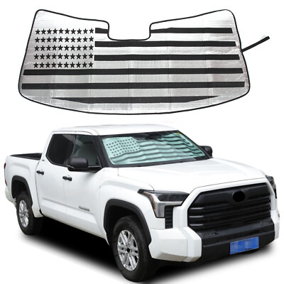 US Flag Front Windshield Sunshade UV Block Cover For Toyota Tundra/Sequoia 2022+