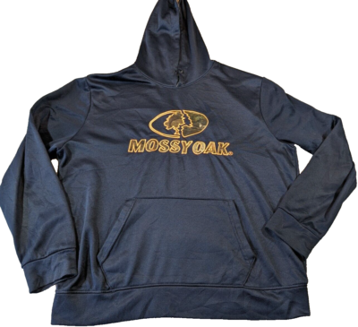 Mossy Oak Sweatshirt Men's XL Blue/Camo Hoodie Pouch Pockets