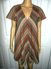 Adorable BCBGeneration sz XS brown multi color flutter sleeve dress juniors NWT