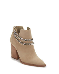 Vince Camuto Gallzy Leather Pointed toe Double Chain Ankle Booties Tortilla Nude - Click1Get2 Price Drop