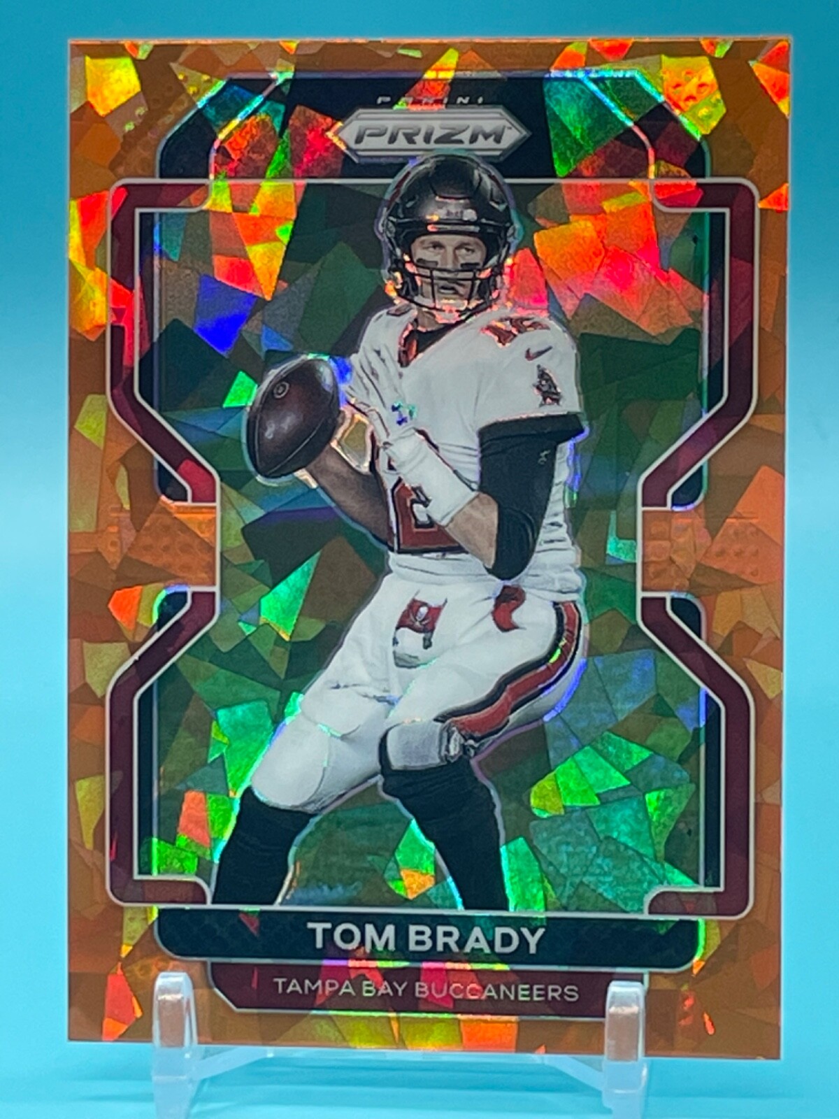 Tom Brady 2021 Panini Prizm Orange Cracked Ice Fanatics Exclusive SP #294