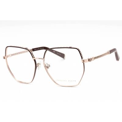 Philipp Plein Women's Eyeglasses Shiny Red Gold Geometric Frame VPP054S 0K99