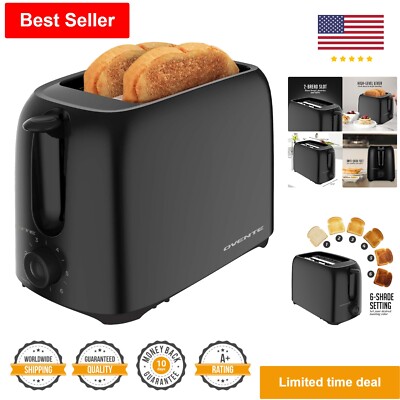 2-Slice Toaster Machine with 6-Shade Toast Settings Compact