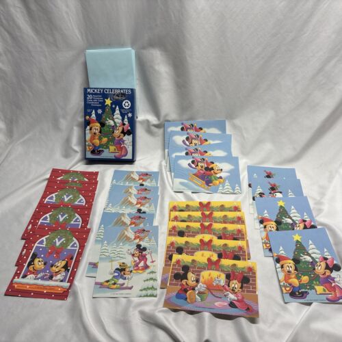 VTG Mickey Mouse & Friends Christmas Cards 5 Designs, 23 Cards 22 Envelopes