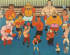 Mike Tyson Autographed 11x14 Punch Out Boxing Photo Signed Beckett BAS Blue