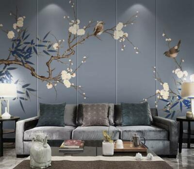 3D Bird Flower Branch 8159NA Wallpaper Wall Mural Removable Self-adhesive Fay