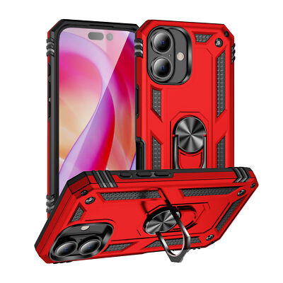 For iPhone 16 15 Pro Max 14 13 12 11 XS 876+Shockproof Magnetic Ring Stand Case
