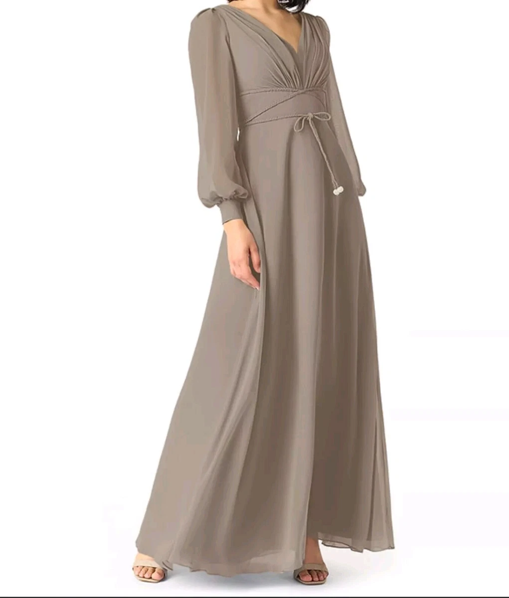 knee length dresses for ladies Grey Keyhole Back Floor Length Chiffon Pockets Bridesmaid Dress