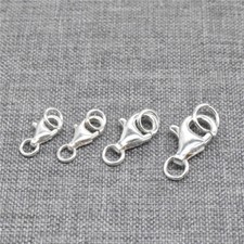 5 Sterling Silver Trigger Lobster Claw Clasps w/ 2 Rings for Necklace